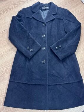 Jones New York Black Wool Angora Blend Double Breasted Coat Size 6